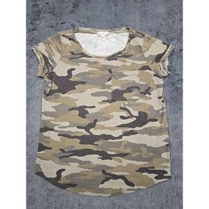 Eliane Rose Camo Pocket Tee Short Sleeve Scoop Neck Camouflage Shirt XS